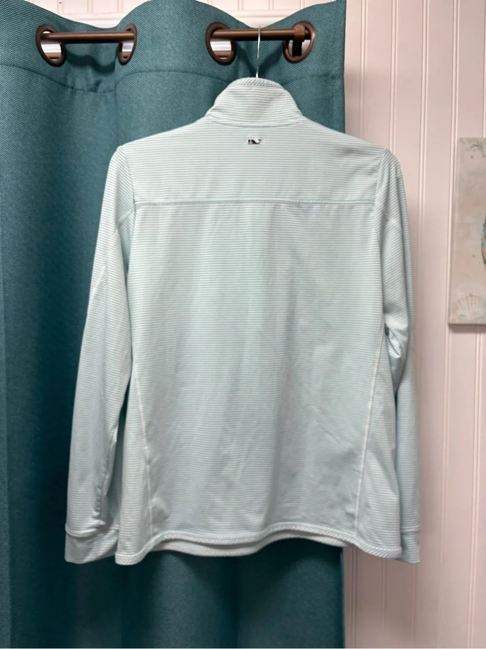 Vineyard Vines Sankaty Light Aqua Striped 1/4 Zip Pullover Size Small - Picture 5 of 6